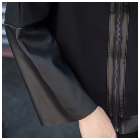 The HYLMA Vegan Leather Accent Zipper Top - Picture 5 of 14